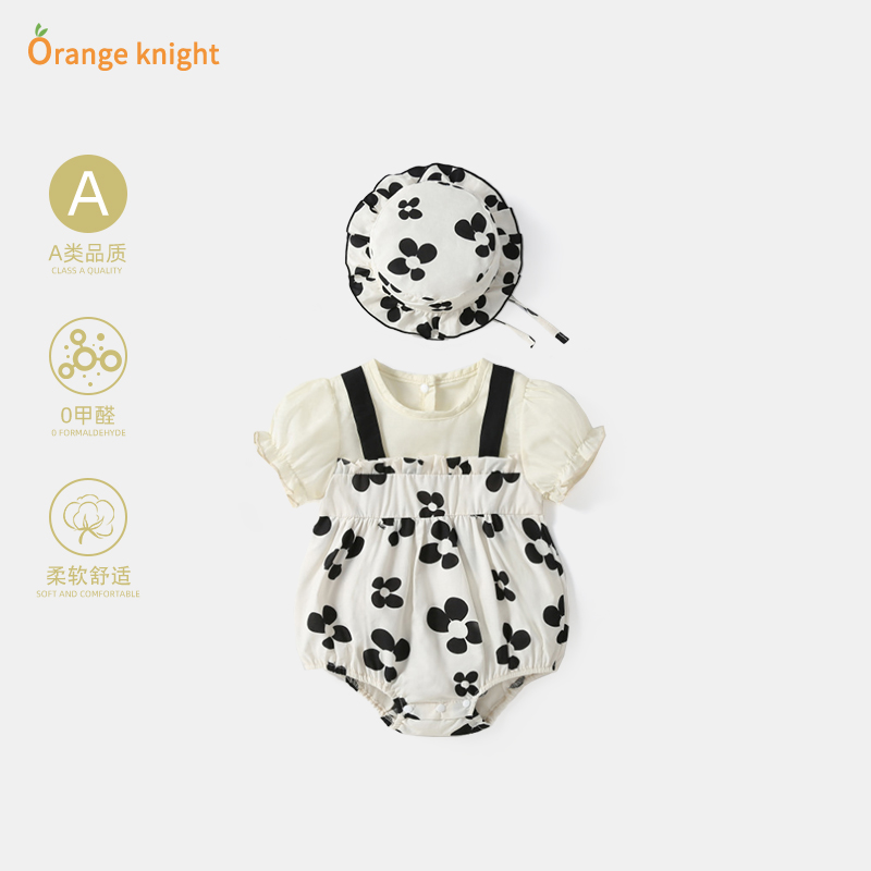 婴儿夏装洋气三角哈衣爬服可爱