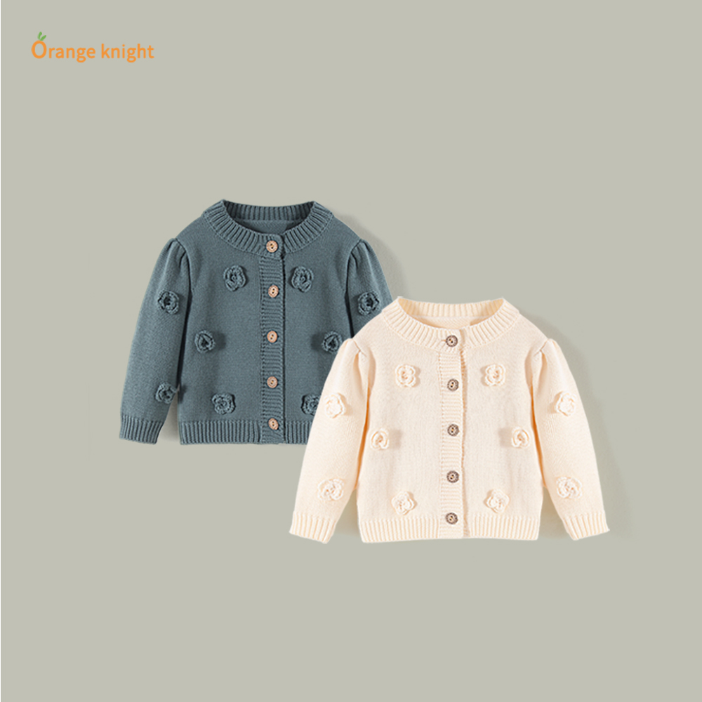 女宝宝春秋季衣服婴儿韩版甜美洋气百搭长袖针织小开衫毛衣外套