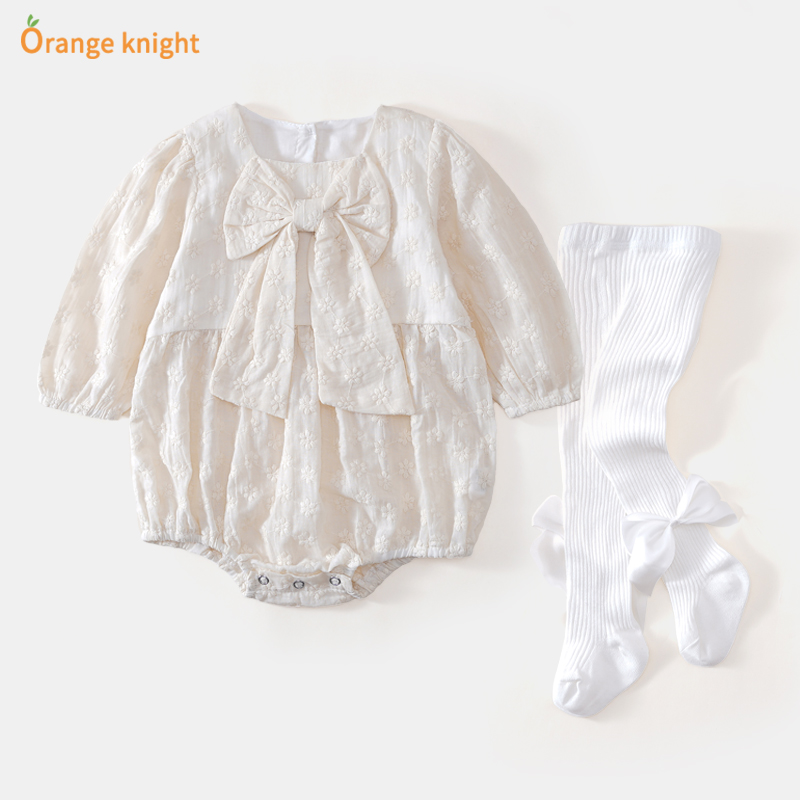 时尚蕾丝包屁衣女宝宝春秋连体衣