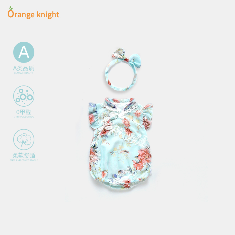 旗袍三角衣满月百天公主周岁礼服