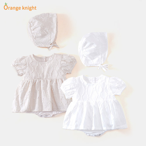婴儿公主裙夏季女宝宝满月服白色