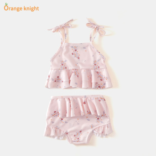 两件套夏 公主分体吊带可爱泳装 婴儿泳衣0—1岁女宝宝游泳泳裤 套装