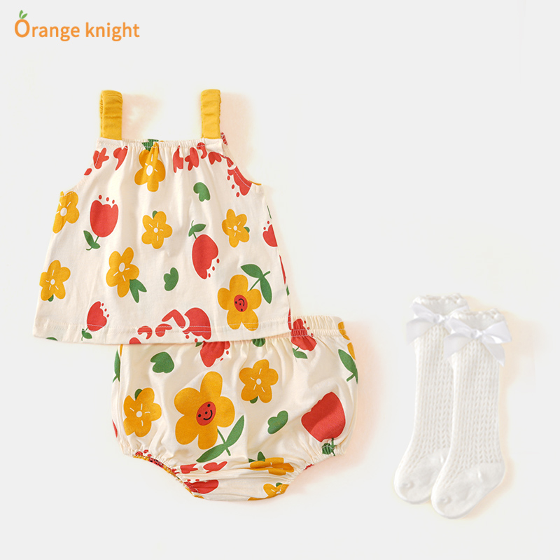 婴儿薄款套装碎花夏天吊带背心裙
