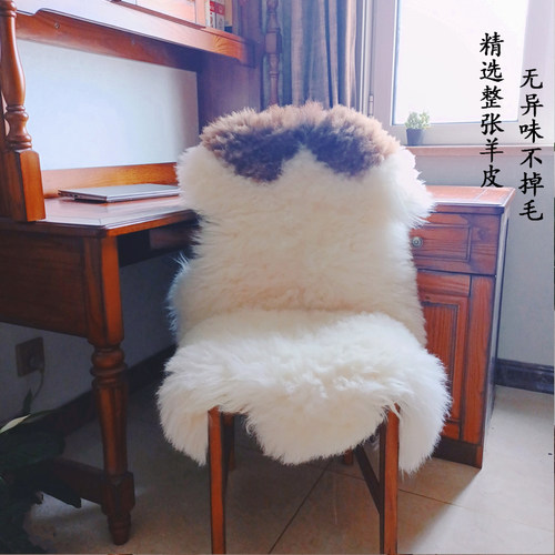 整张羊皮纯羊毛地毯坐垫皮毛一体客厅卧室沙发椅子垫户外防潮垫