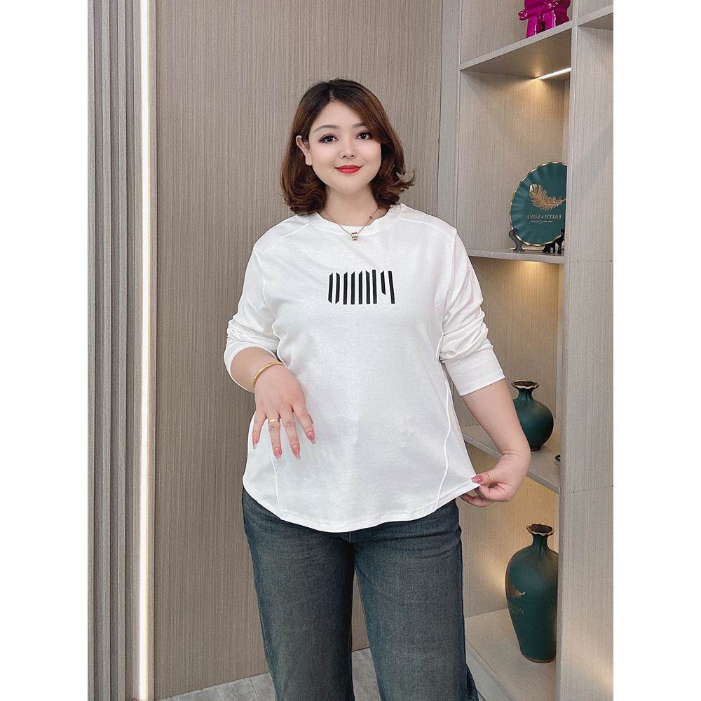 采购产品春季和秋季妇女长袖下摆衬衫，胖毫米加尺寸的妇女服装，