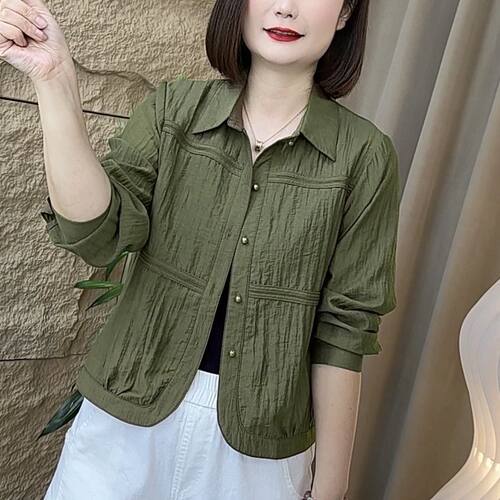 长袖衬衫女春休闲妈妈衬衣减龄衫