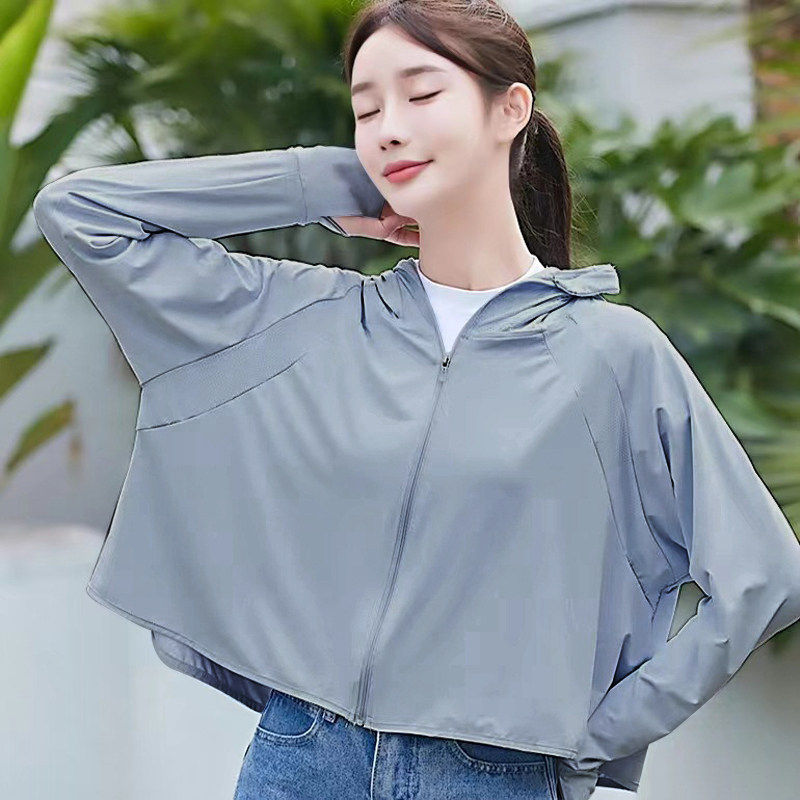 连帽防晒衣夏宽松防紫外线女小个空调衫遮阳母子口冰感遮脸防晒服
