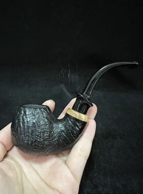 意大利Fiamma Di Re火焰王 手工石楠木烟斗 黑色麻面弯式叼斗