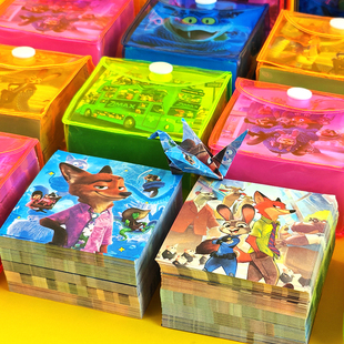 疯狂动物城千纸鹤折纸彩色双面手工材料印花小号彩纸手工纸正方形