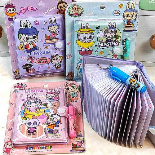 软皮记事本拉布布笔记本带圆珠笔小本子卡通女孩子可爱迷你口袋本