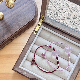 贝奇手作·圆润小屁桃 晶莹剔透！2026马年好运原创手绳925银粉晶