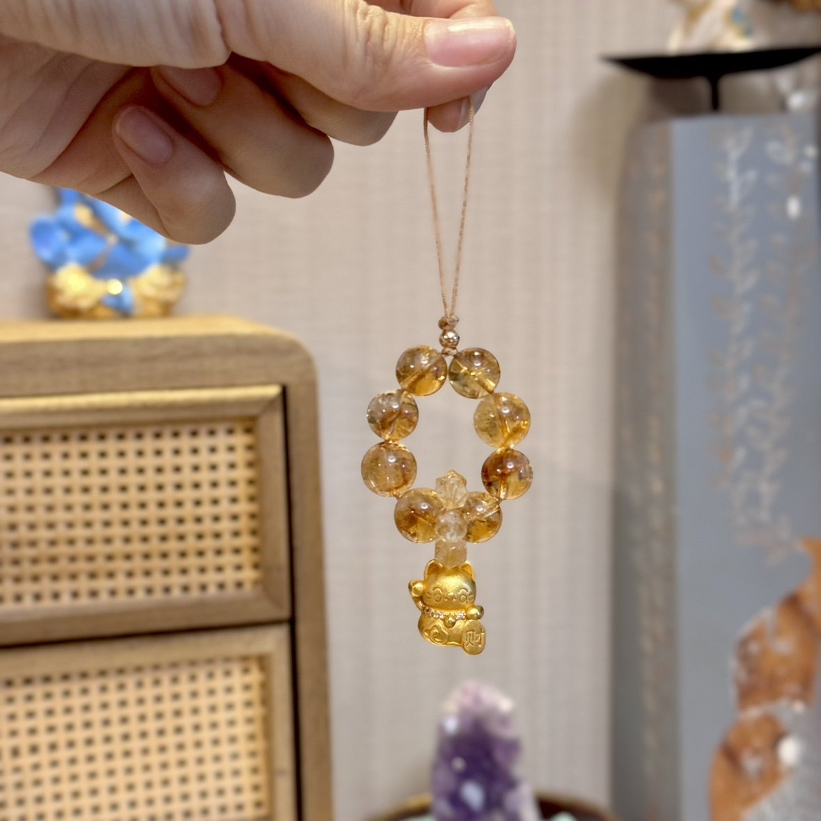 贝奇手作·黄塔晶招财猫猫 （很有重量哦~） 手机绳包包水晶挂件,饰品/流行首饰/时尚饰品新,DIY配件,淘宝优惠券,粉丝福利购,淘宝优惠卷