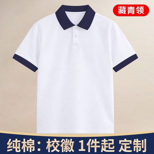 北京第八中学北海实验学校polo衫短袖翻领t恤白色儿童校服班服50