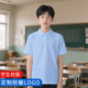 儿童t恤男女童班服上衣 夏季 41中小学生浅蓝色校服polo衫 翻领短袖