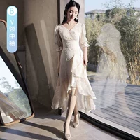 1130#шампанский цвет B v шее рукав