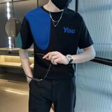 新款男士圆领拼接小众设计短袖时尚潮流T恤T010-P48控68，男装T恤，星座304B