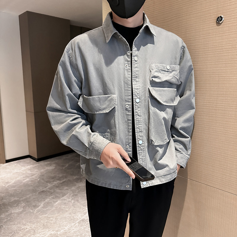新款男士休闲翻领棉布工装日系外套夹克JK1807-P125,男装夹克,星座304B