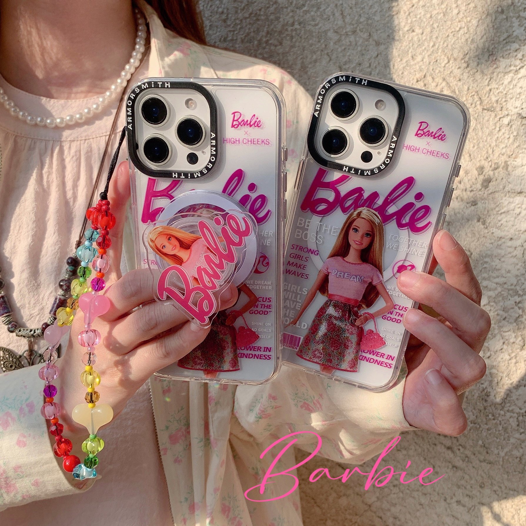 日韩卡通芭比娃娃磁吸支架适用iphone16pro手机壳苹果17