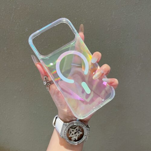 简约幻彩菱格magsafe磁吸适用iphone16pro手机壳苹果17pro新款15创意14pro仙女款13亚克力15promax防摔保护套