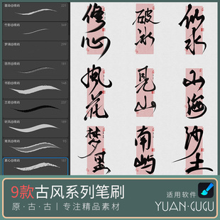 画世界Pro毛笔字书法笔刷手写字古风草书写水墨笔草书楷体笔刷C2