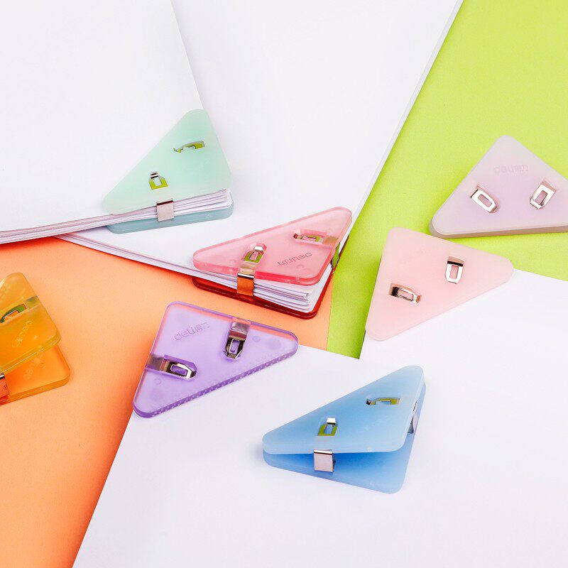 효과적인 투명 삼각형 폴더 코너 클립 작은 클립 편지지 테스트 용지 보관 및 조직 유물 종이 클립 안티 롤링