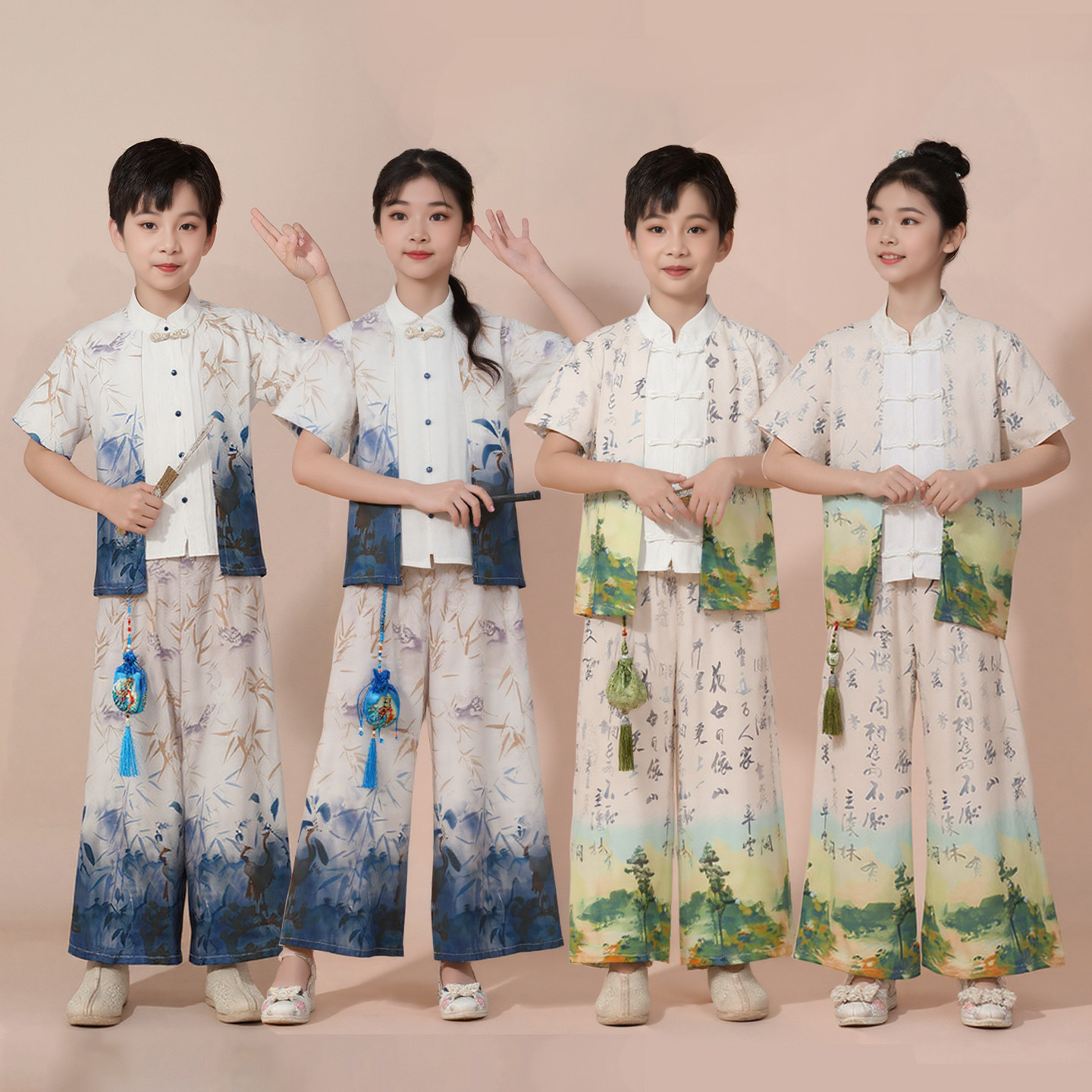 男女宝宝中国风汉服古典洋气春秋季开笔礼幼儿园国学朗诵服表演服