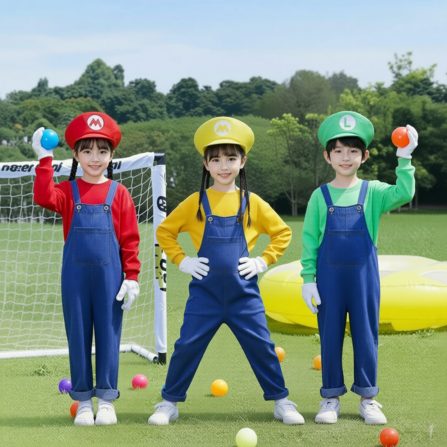 套装幼儿演出服超级玛丽背带裤