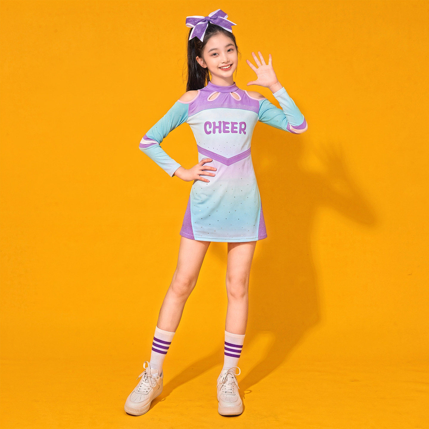 儿童女款啦啦操演出服中小学生