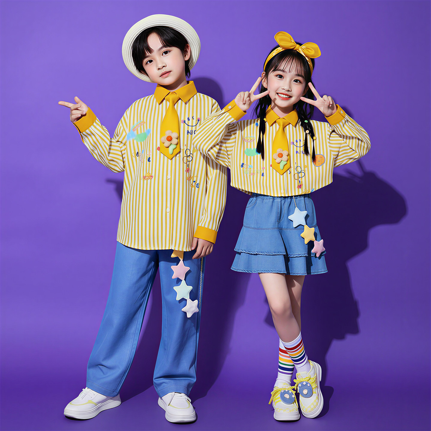 少儿啦啦队演出服小学生秋运动会团体班服幼儿园元旦合唱表演服装