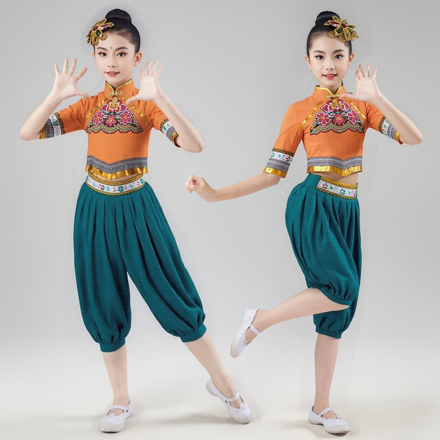儿童演出服2025新款喜庆秧歌舞蹈服蒲扇舞现代中国风女童表演服装