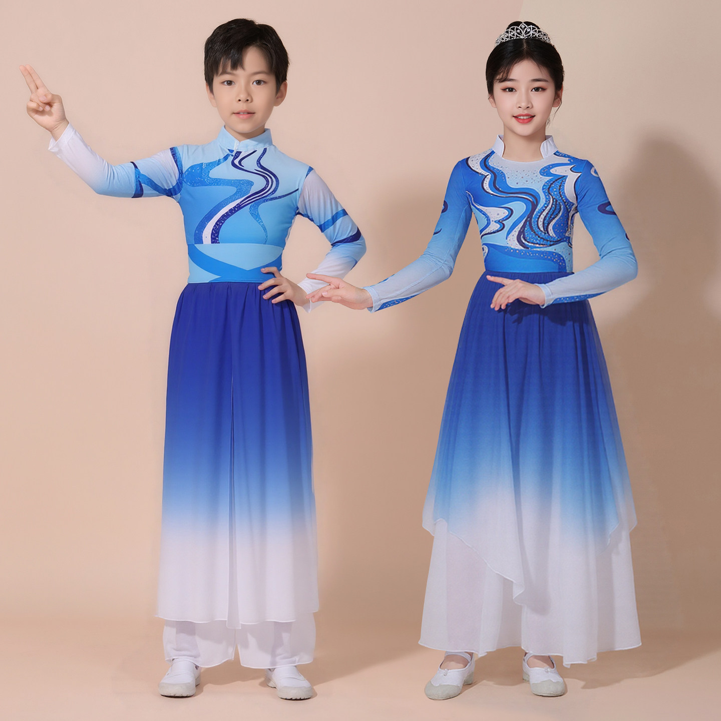 儿童扬帆起航演出服国风大气古典舞蹈服乘风破浪运动会开幕式服装图片