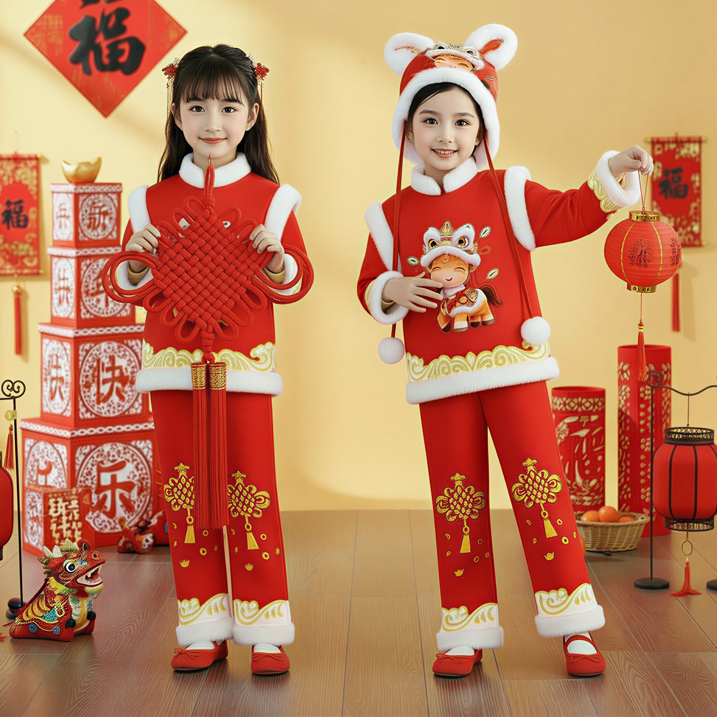 元旦儿童马演出服幼儿园男女马宝