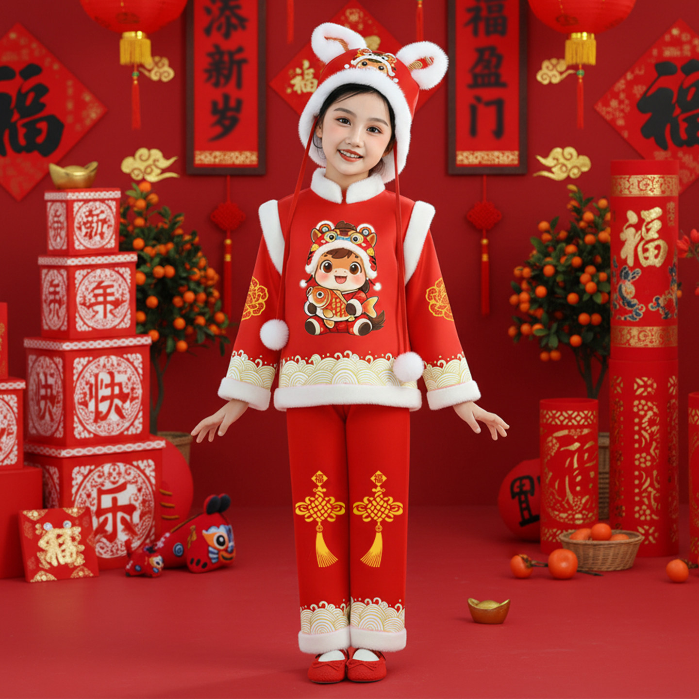 新款小马喜庆演出服儿童元旦幼儿