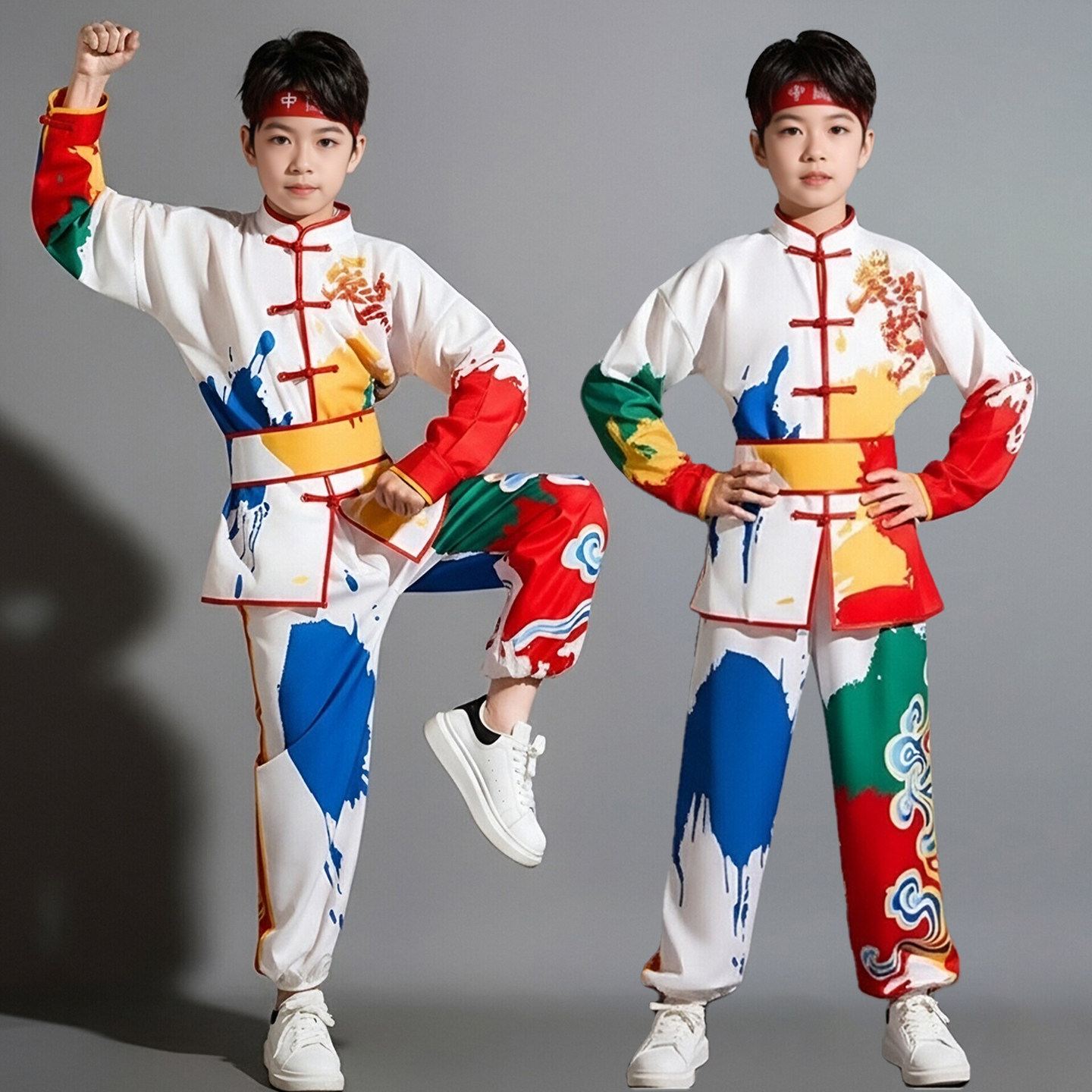新款儿童武术服男女童表演服中国风太极服中国武术功夫服长袖比赛