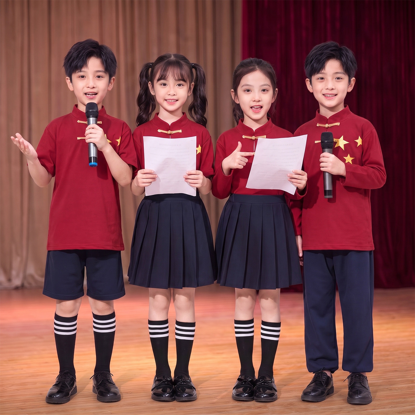 诗歌朗诵合唱红色爱国红歌演出服