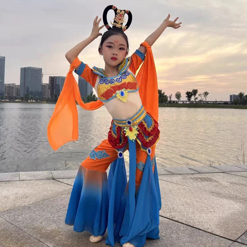 儿童敦煌飞天舞蹈服装演出服图片