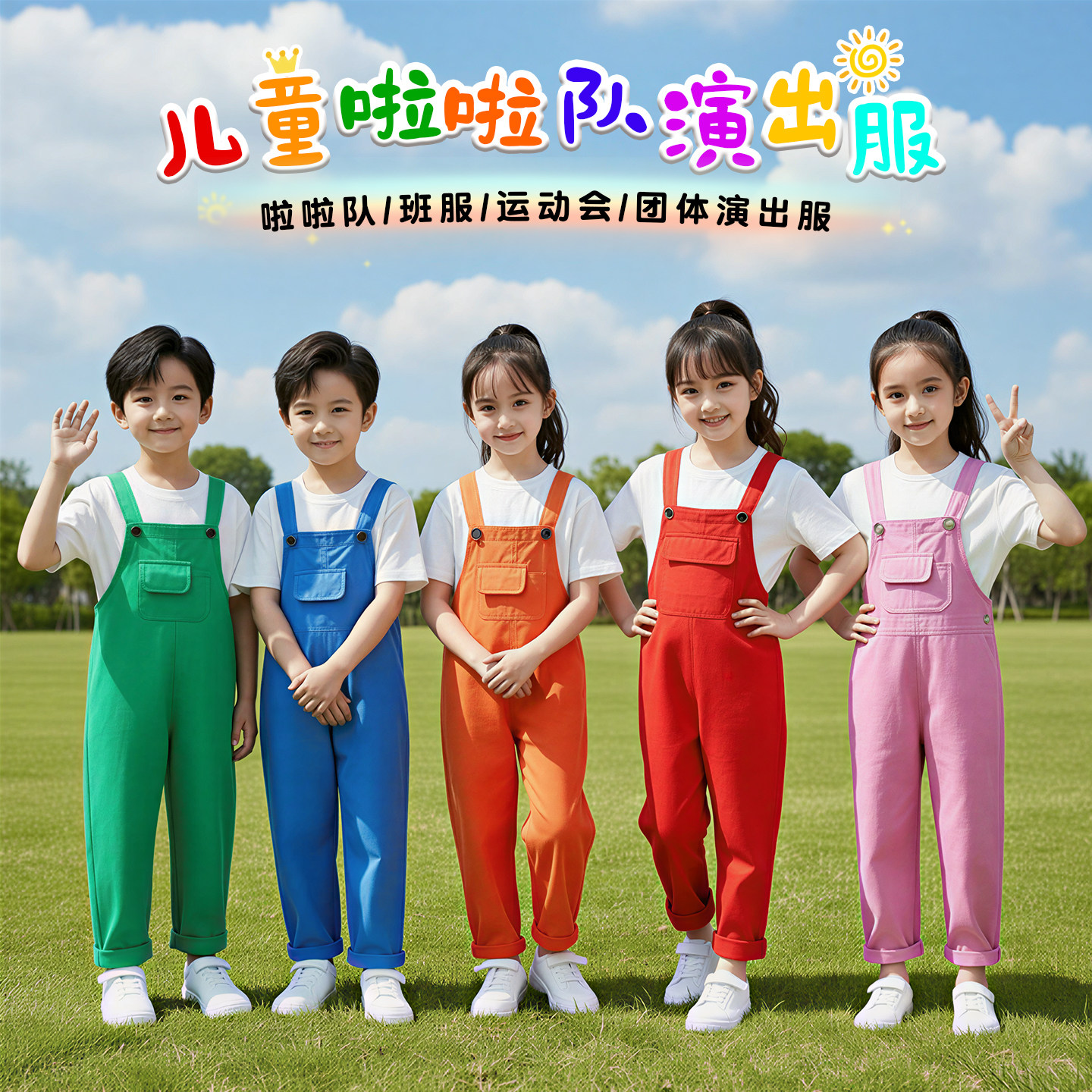 元旦儿童合唱演出服舞台服装背带