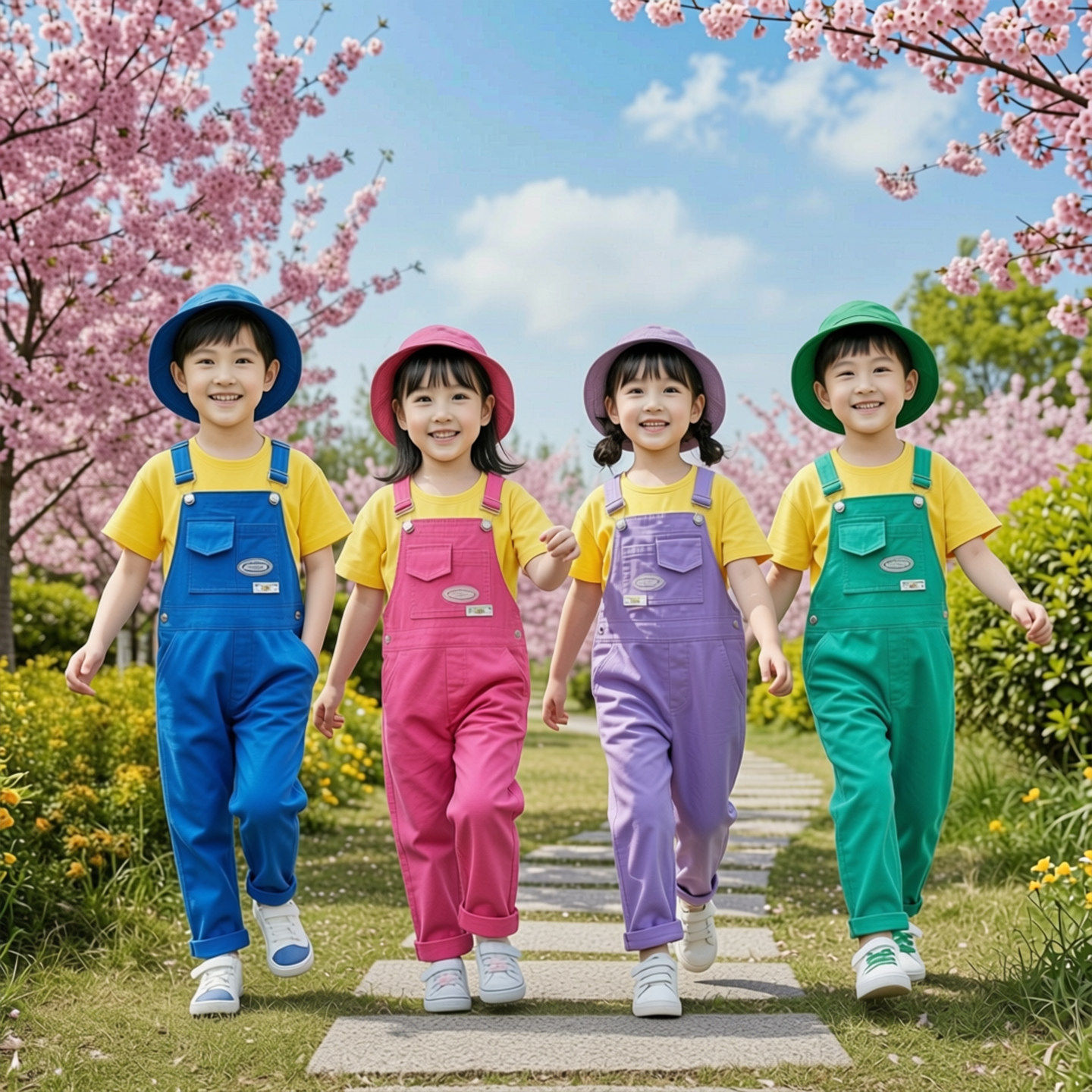 儿童毕业季糖果色背带裤幼儿啦啦队童真时代舞蹈六一演出服套装