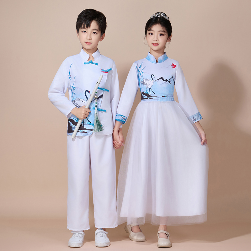 六一儿童古筝演出服小学生朗诵