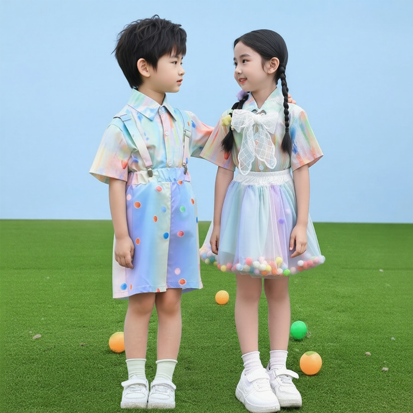 六一儿童表演服装幼儿园背带裤