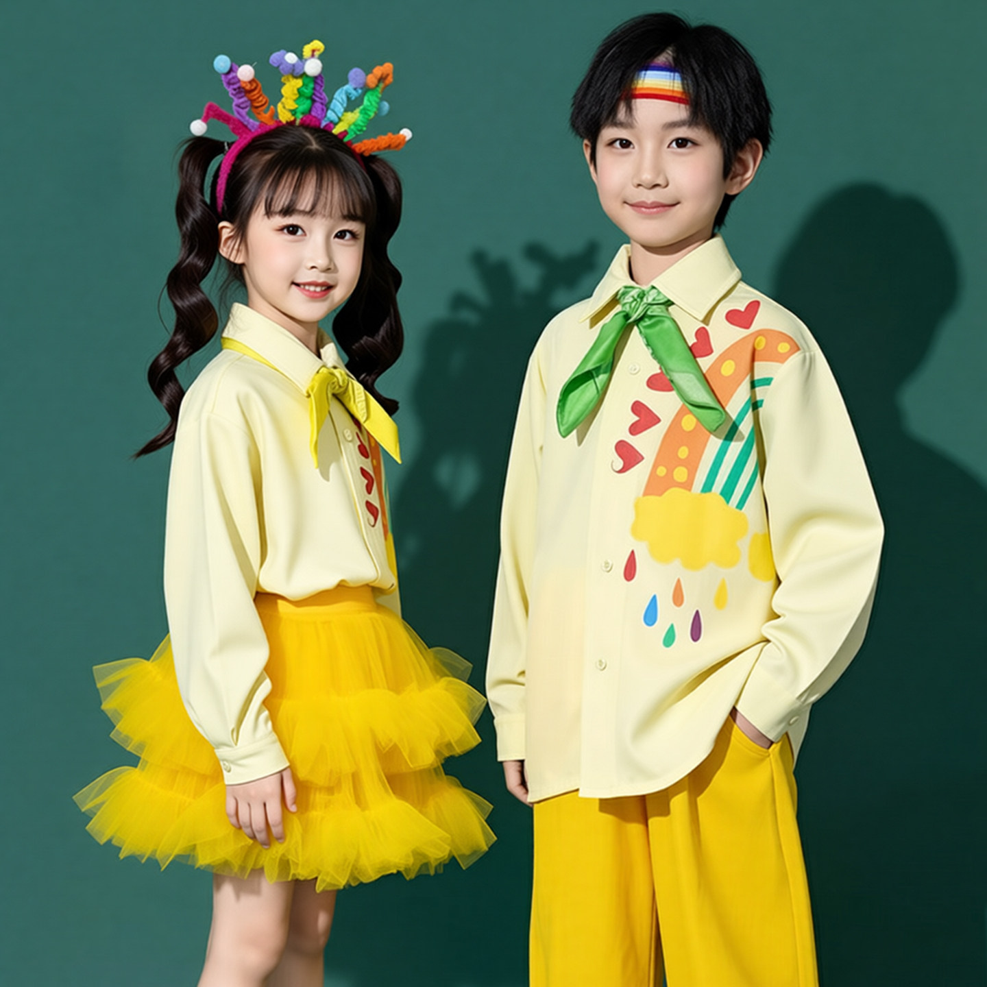 儿童啦啦队演出服小学生运动会班