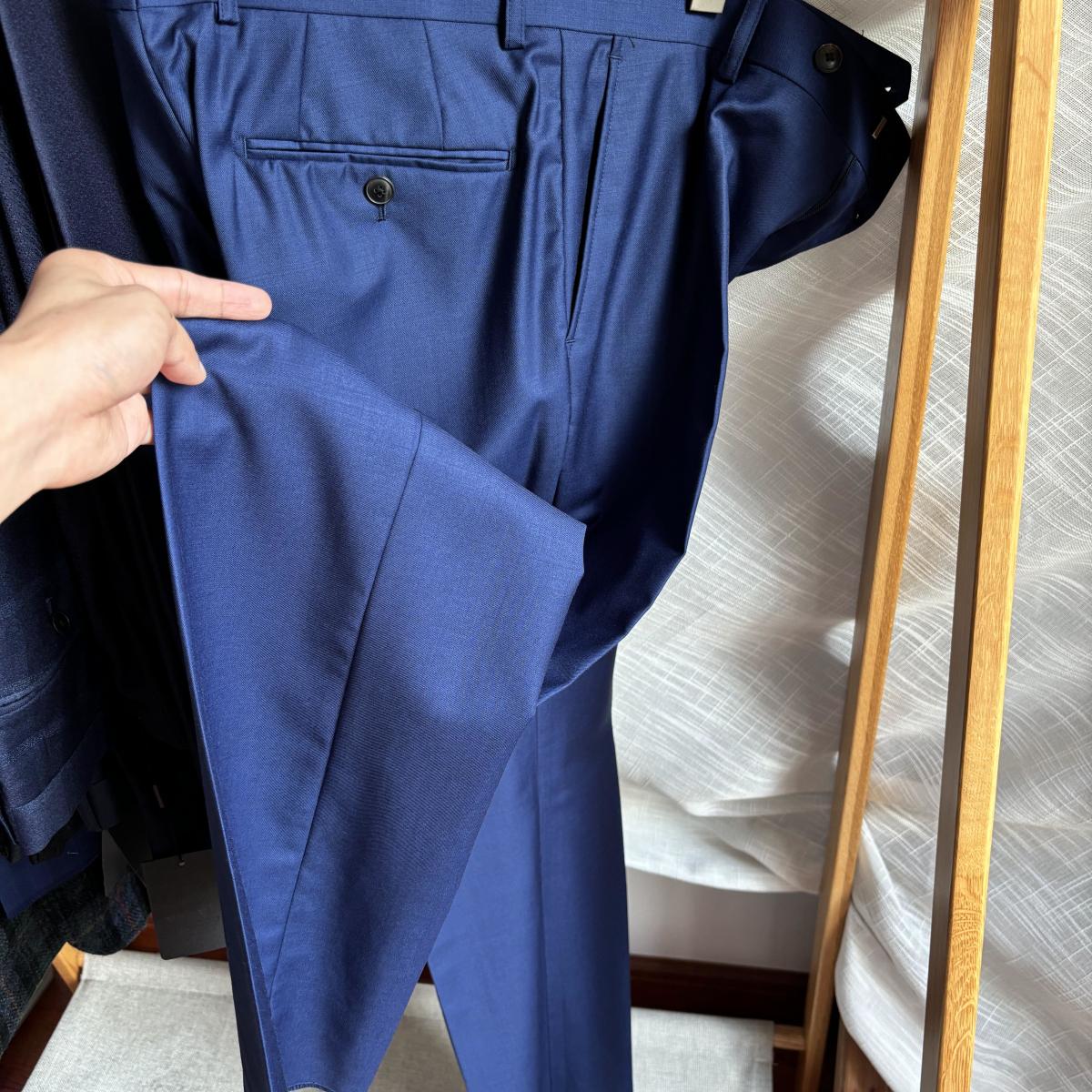 100%精纺纯羊毛 1900+ 薄款 男士垂感修身商务休闲西装裤休闲裤子