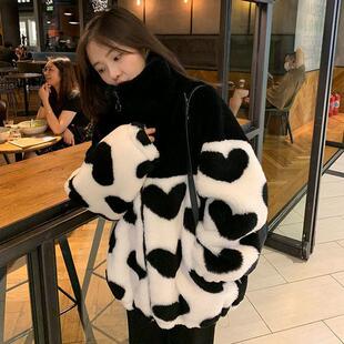 爱心皮草加厚棉衣 小个子盐系中长款 毛毛绒外套女2025冬季 新款