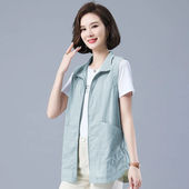 宽松大码 夏季 防晒马夹轻薄背心外穿坎肩潮 马甲女中老年妈妈装 薄款