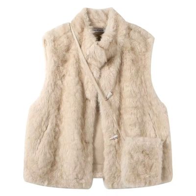 秋冬季新品仿水貂马甲仿皮草外套托斯卡纳加厚坎肩环保毛洋气背心