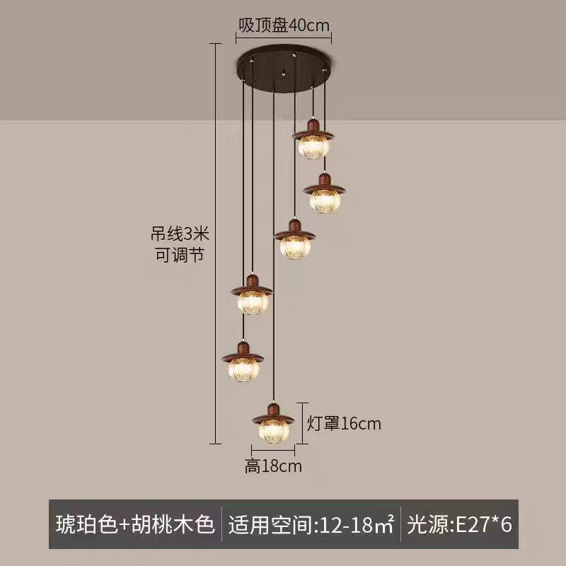 中古风宋代美学南瓜楼梯长吊灯复古LOFT复式别墅楼梯吊灯2026新款