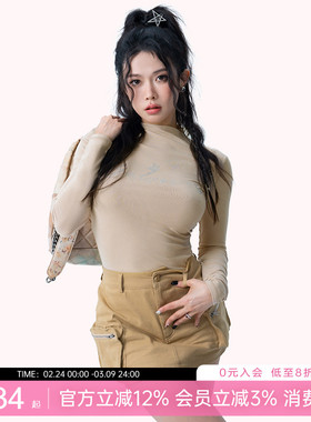 一乐 gal power闪闪惹人爱 小高领修身打底长袖冬日温暖打底T恤