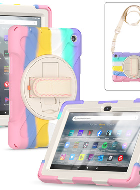 适用亚马逊Fire HD7 2022硅胶平板保护套360旋转支架可调节手带壳