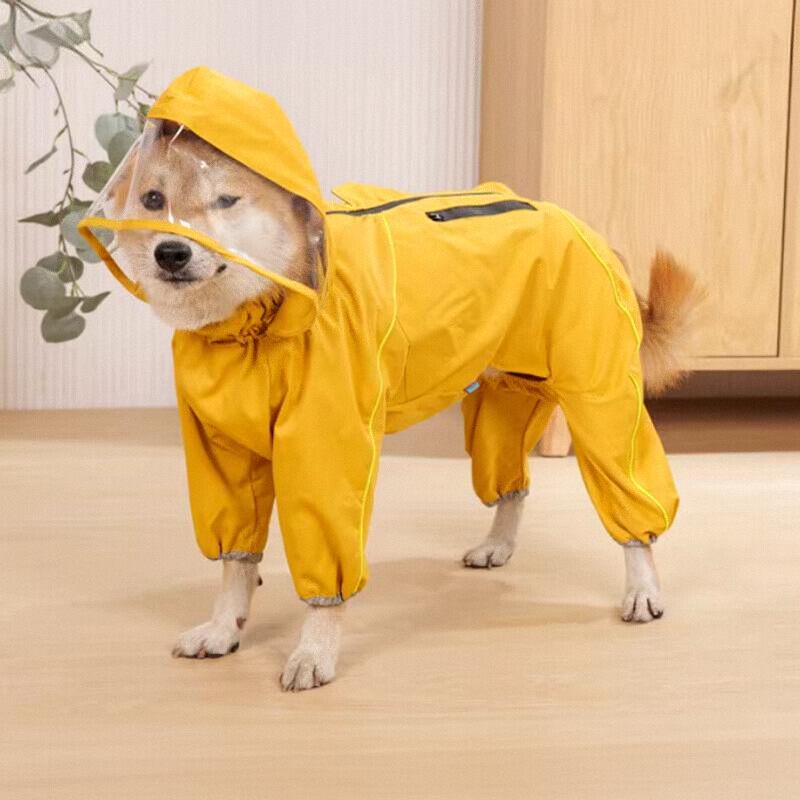 狗狗雨衣四脚全包柴犬专用新款时尚宠物反光双面防水户外雨天衣服