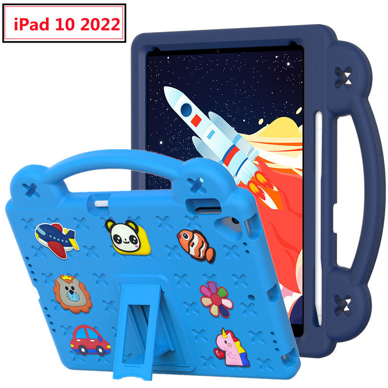 适用ipad10保护套手提EVA全包防摔mini7背壳10.9寸支架卡通儿童后